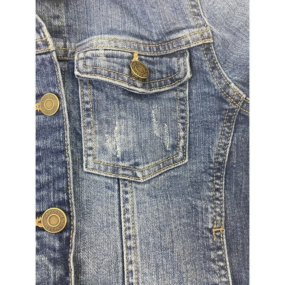 GAP Kids Jean Jacket Blue Distressed - Large